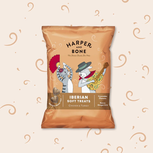 Harper & Bone Golosinas Ibéricas Suaves – Pollo y Pavo – Snacks Gourmet para Perros y Gatos – 90g