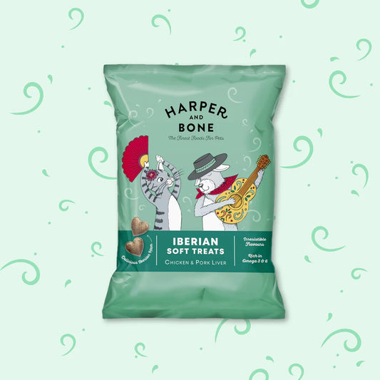 Harper & Bone Golosinas Suaves Ibéricas – Pollo e Hígado de Cerdo – Snacks Gourmet para Perros y Gatos – 90g