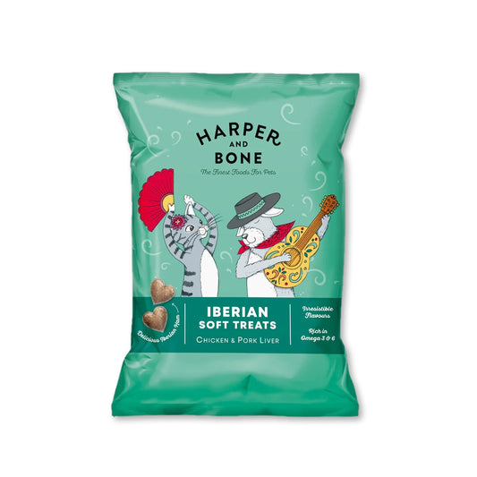 Harper & Bone Golosinas Suaves Ibéricas – Pollo e Hígado de Cerdo – Snacks Gourmet para Perros y Gatos – 90g
