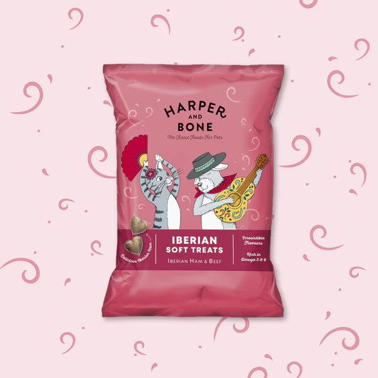 Harper & Bone Golosinas Blandas Ibéricas – Snacks de Jamón Ibérico y Ternera para Perros y Gatos – Ideales para el Adiestramiento – 90g