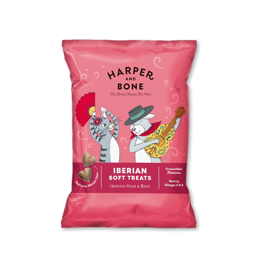 Harper & Bone Golosinas Blandas Ibéricas – Snacks de Jamón Ibérico y Ternera para Perros y Gatos – Ideales para el Adiestramiento – 90g