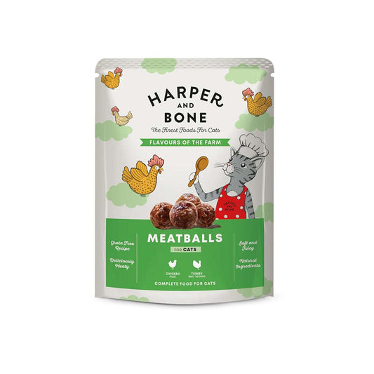 Harper & Bone Cats Meatballs – Flavours of the Farm – Chicken & Turkey – 85g