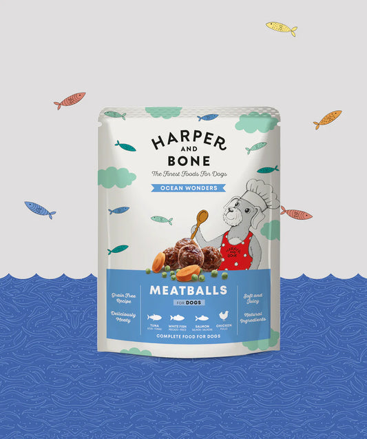Harper & Bone Dog Meatballs – Ocean Wonders – Tuna, White Fish, Salmon & Chicken – 300g