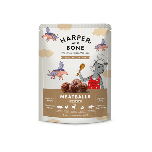 Harper & Bone Cats Meatballs – Wild Mountain – Wild Boar, Chicken, Rabbit & Venison – 85g