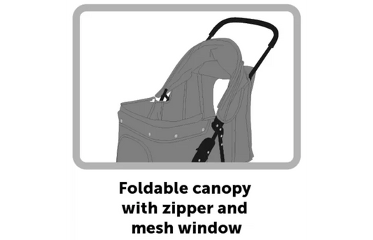 Flamingo Buggy Anda Black – Foldable Pet Stroller for Small & Medium Dogs - Okidogi.store