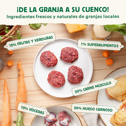 Menú de pollo BARF Wild Balance con verduras frescas