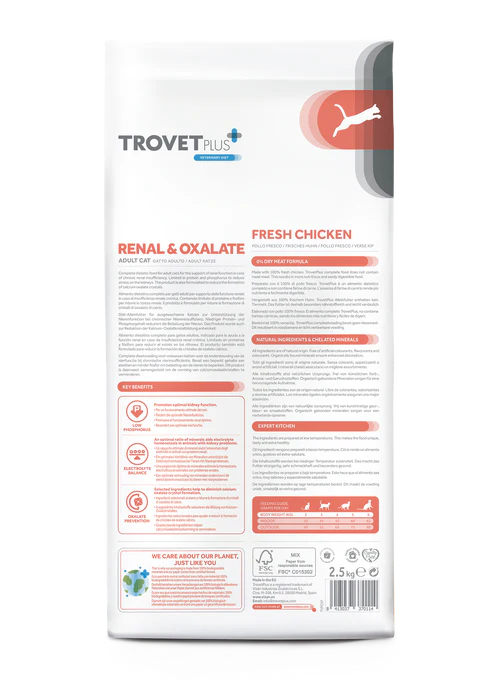 Trovet Plus Renal & Oxalate Fresh Chicken for Cats - 1,2kg