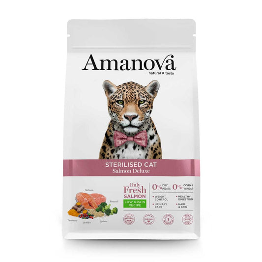 Amanova Sterilized Cat, Salmon Deluxe, Low Grain - Okidogi.store
