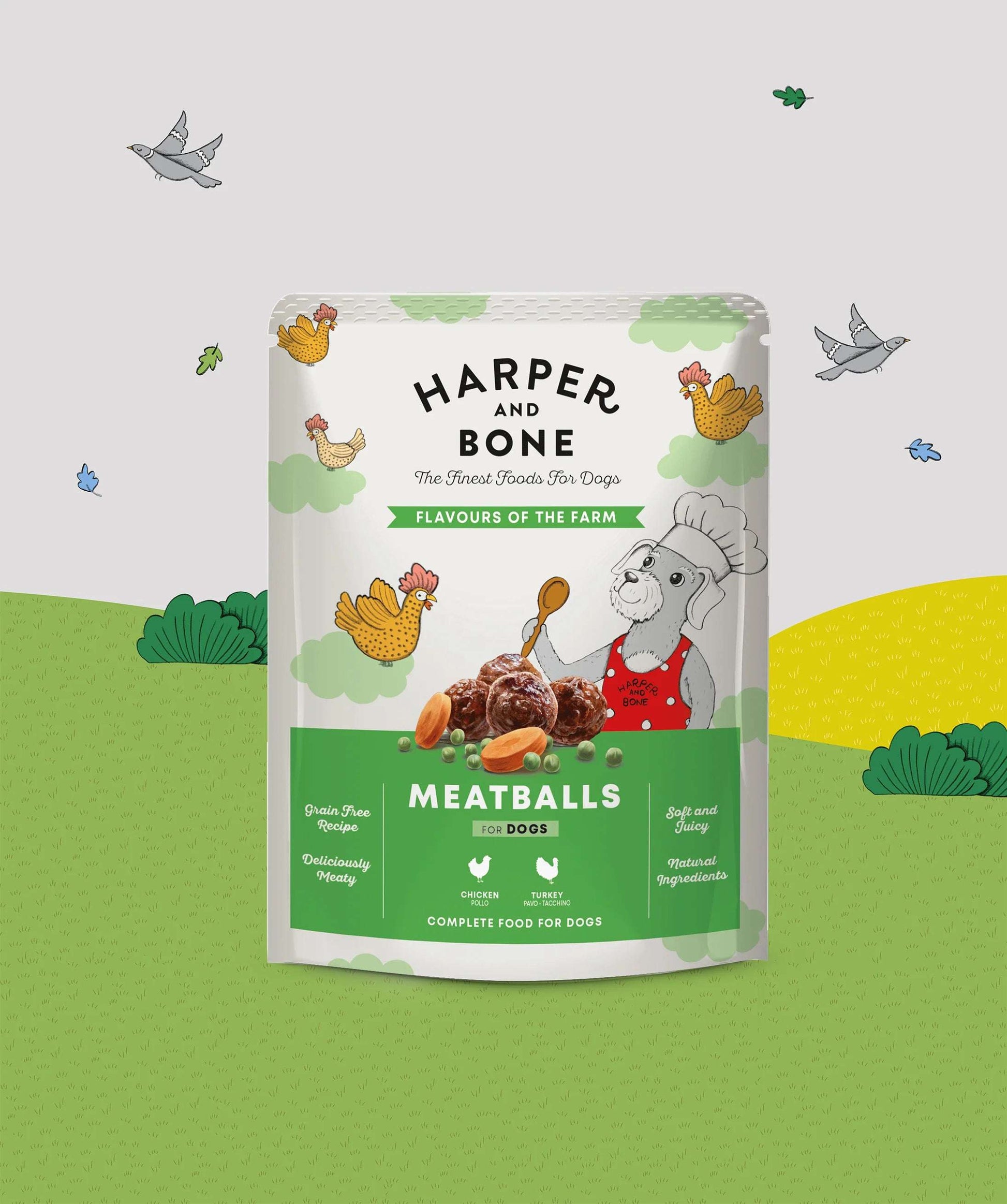 Harper & Bone Cats Meatballs – Flavours of the Farm – Chicken & Turkey – 85g