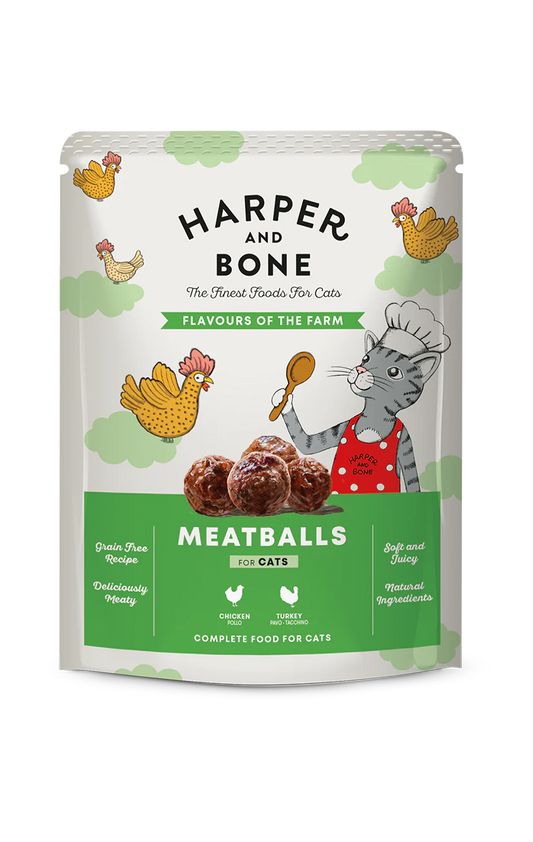 Harper and Bone Meatballs for cats, Flavors of the Farm, chicken and turkey, 85g
