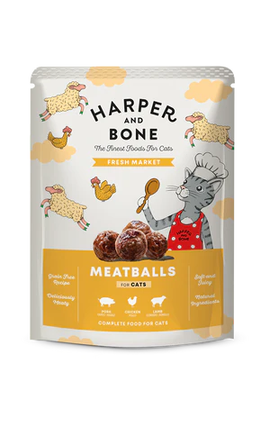 Harper and Bone Meatballs for cats, Fresh Market, Iberian Pork, Chicken and Lamb, 85g