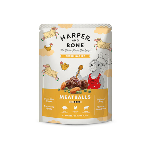 Harper & Bone Dog Meatballs – Fresh Market – Iberian Pork, Chicken & Lamb – 300g