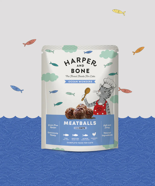 Harper & Bone Albóndigas para Gatos – Ocean Wonders – Atún, Merluza y Salmón – 85 g