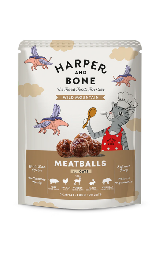 Harper and Bone Meatballs for cats, Wild Mountain, Wild boar, Chicken, Rabbit and Venison, 85g