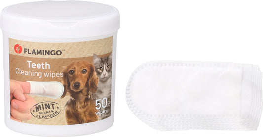 FLAMINGO Teeth Cleaning Wipes for Cats and Dogs