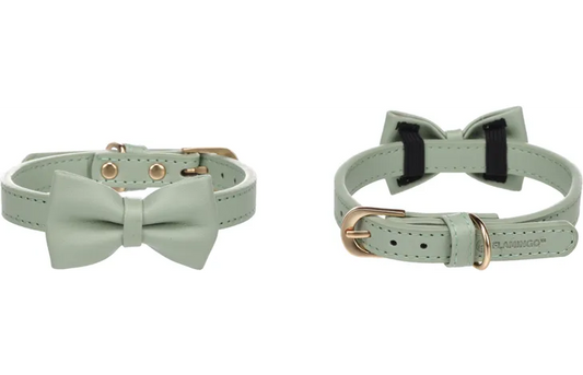FLAMINGO Artificial Leather Bow Collar for Dogs