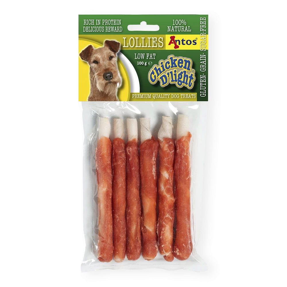 Antos Chicken D’Light Lollies – Natural Chicken & Rawhide Dog Treats – 100-400g - Okidogi.store