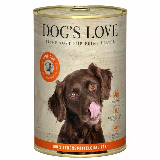 DOG'S LOVE Carne de Res Pura Comida Húmeda para Perros BARF 400g