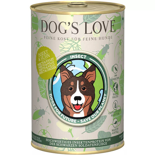 DOG'S LOVE Comida Húmeda para Perros Insectos y Pollo 400g