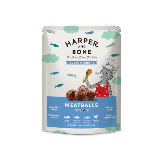 Harper & Bone Albóndigas para Gatos – Ocean Wonders – Atún, Merluza y Salmón – 85 g