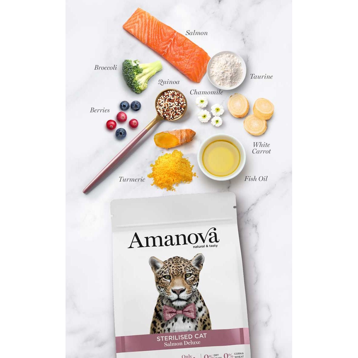 Amanova Sterilized Cat, Salmon Deluxe, Low Grain - Okidogi.store
